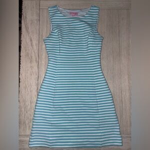 Lilly Pulitzer Aqua and White Striped Mini Dress